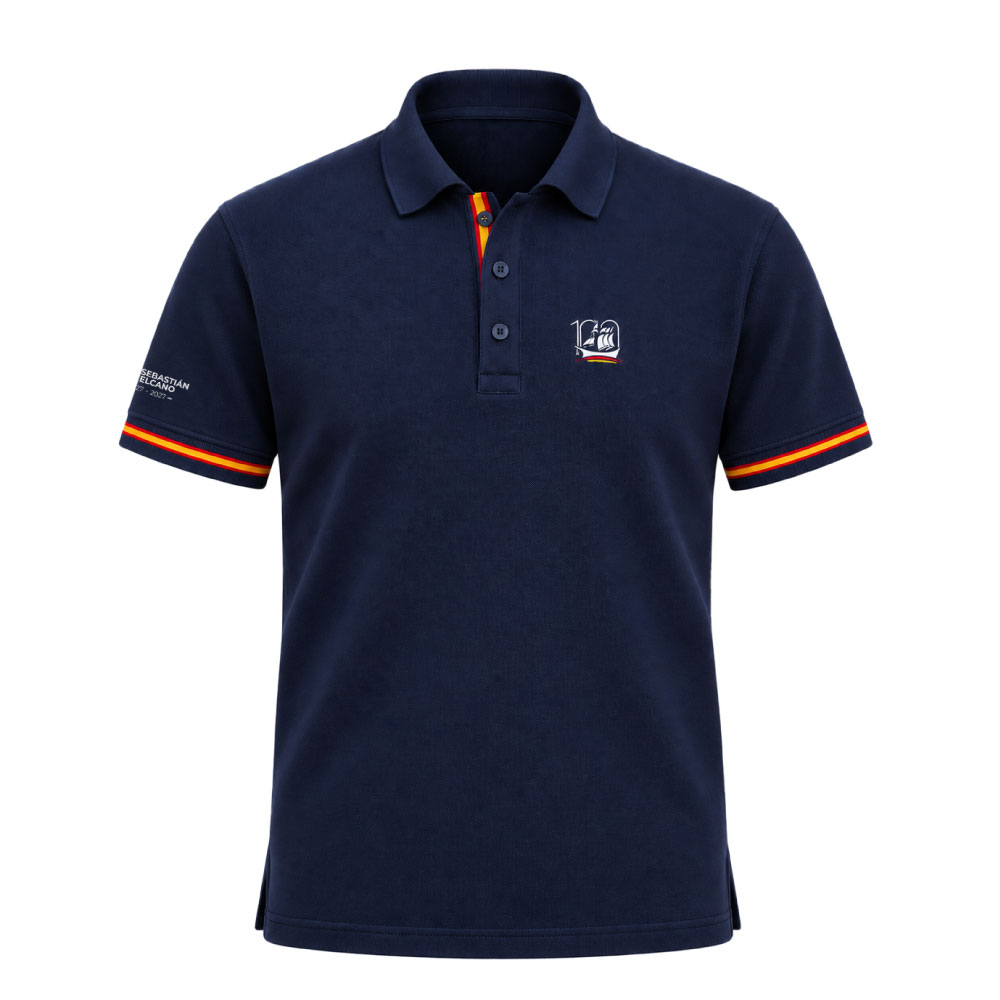 Polo Hombre Tactex! Marino Bandera Centenario J.S. de Elcano 