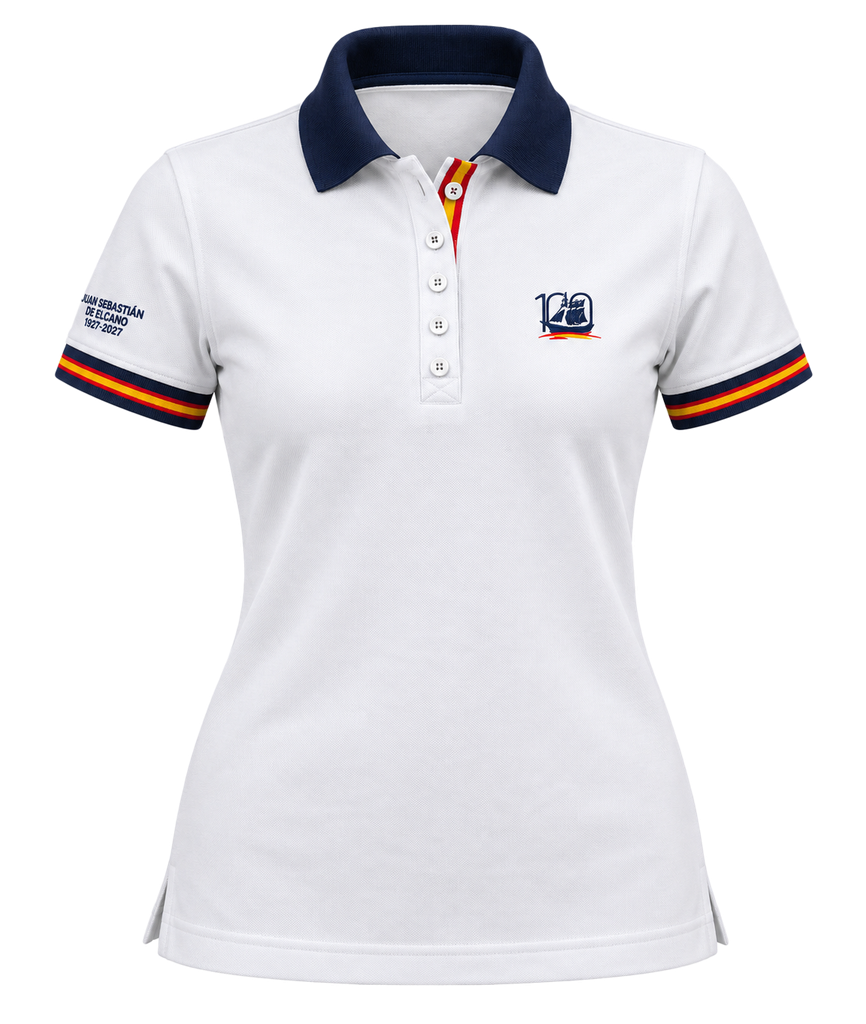 Polo Mujer Tactex! Blanco Bandera Centenario Elcano 