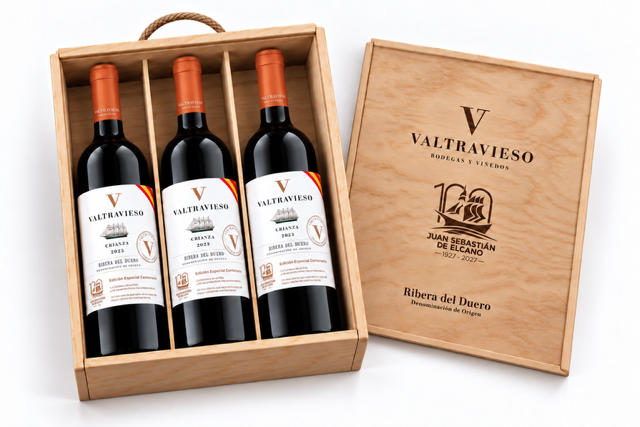 Valtravieso Crianza 0,75L 3 botellas madera Centenario JSE
