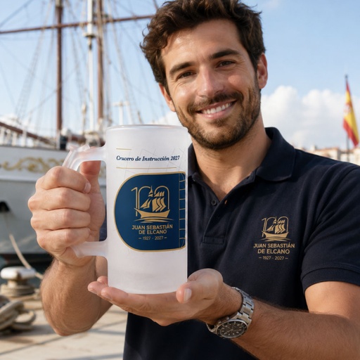 [CJSE162] Jarra de cristal esmerilado Sublimada versión 2 conmemorativa Centenario Juan Sebastián de Elcano (copia)