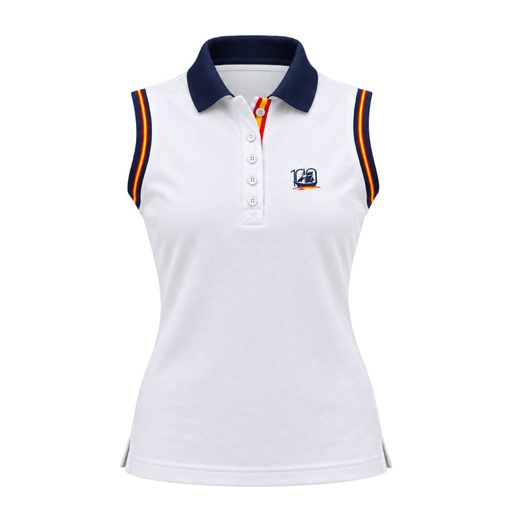 [CJSE119] Polo Mujer Tactex Blanco Sin Mangas Centenario J.S. de Elcano