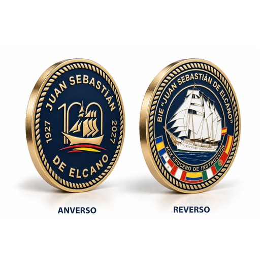 [CJSE134] Moneda cromada 50 mm Crucero de Instrucción Elcano 